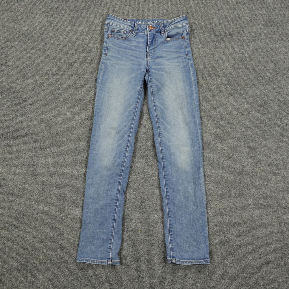 American‎ Eagle Jeans Womens 0 Short Blue Super Stretch Skinny Leg Light Wash